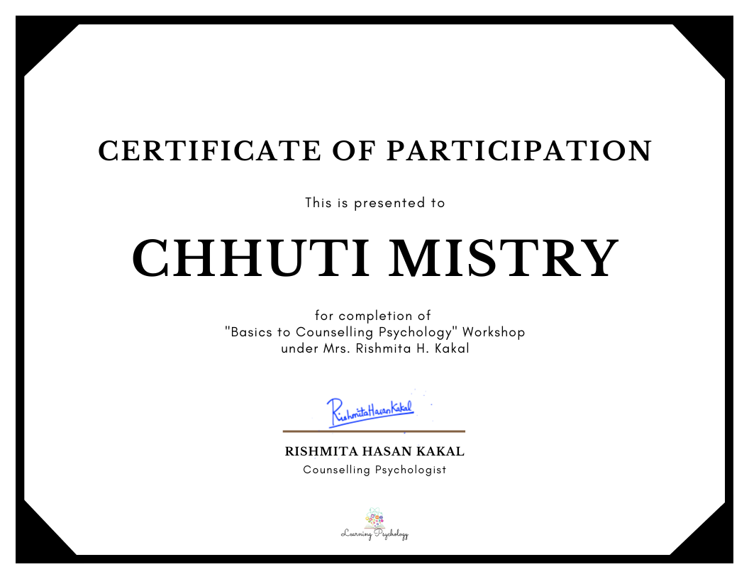 Certificate from Rishmita Kakal